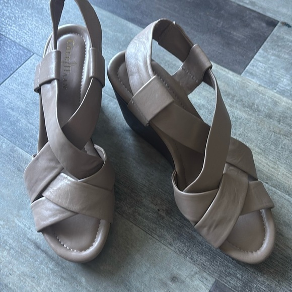 Cole Haan Nike Air Leather Wedge Platform Sandal Size - Picture 1 of 3